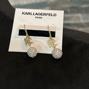 Karl Lagerfeld Gold and Silver Crystal Drop Earrings